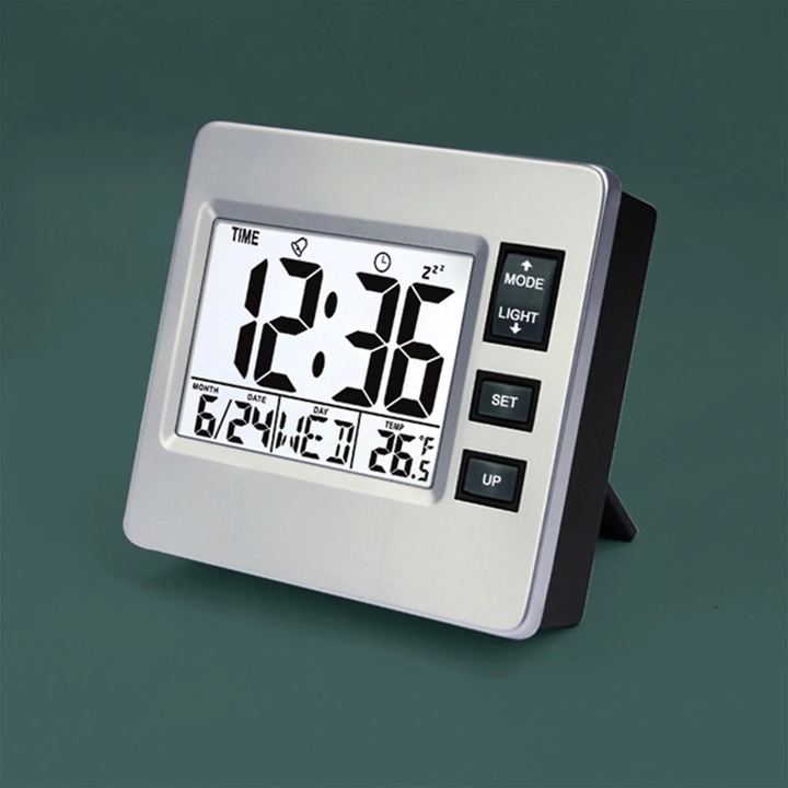 Ceas digital YANYXR multifunctional argintiu 8.6x7.7x2.3cm