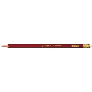 Creion grafit Stabilo Swano HB corp rosu, radiera Creion grafit Stabilo Swano HB corp rosu, radiera