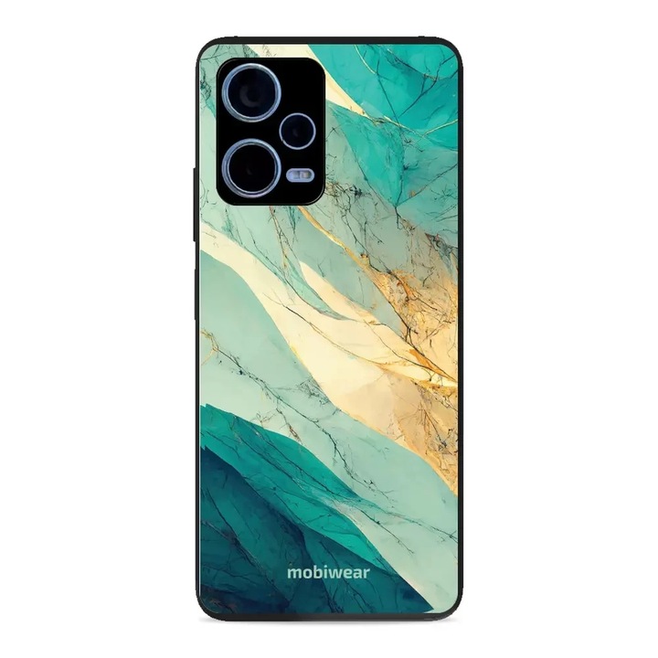 Husa telefon Mobiwear Glossy, verde si auriu, pentru Xiaomi Redmi Note 12 Pro+ 5G, rezistenta la socuri si zgarieturi