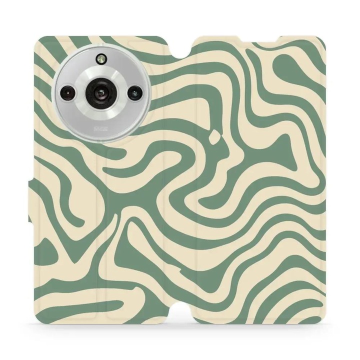 Mobiwear flip cover за Realme 11 Pro, зелен, елегантен дизайн, пълна защита, комплект