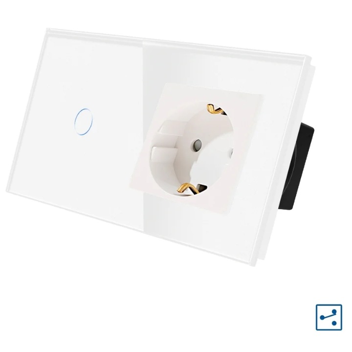 Egykapcsolós létra / keresztfej + aljzat üvegkerettel LUXION, A sorozat fehér