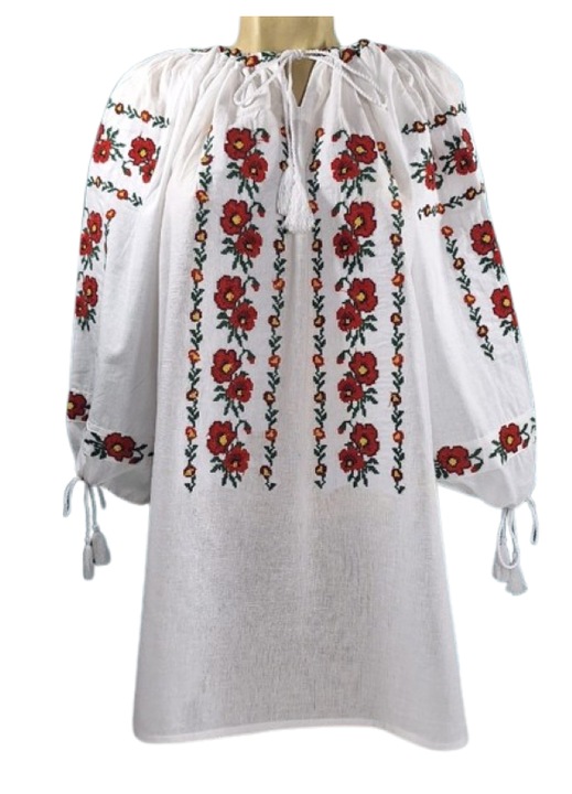 Ie Dama, Bumbac, Model Traditional, Maneca 3/4, Broderie Multicolor