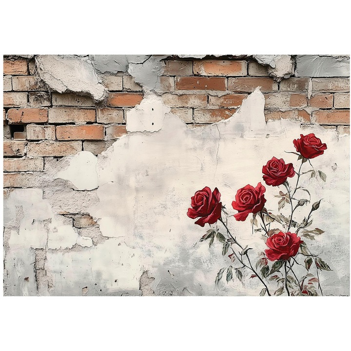 Тапет, Цветя, Стена, Тухли, 400x280 см, Модерен, Нетъкан, Тапет, За спалня, Стая, Всекидневна, Стена, Декорация, 15455VX8