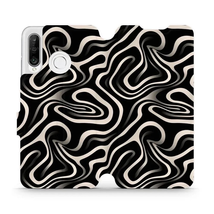 Husa flip Mobiwear pentru Huawei P30 Lite, design elegant, rezistent la socuri si zgarieturi, multicolor