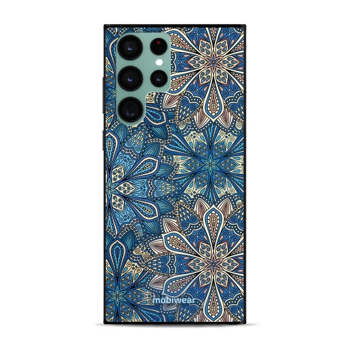 Калъф Mobiwear Glossy за Samsung Galaxy S22 Ultra, син, устойчив на удар и надраскване