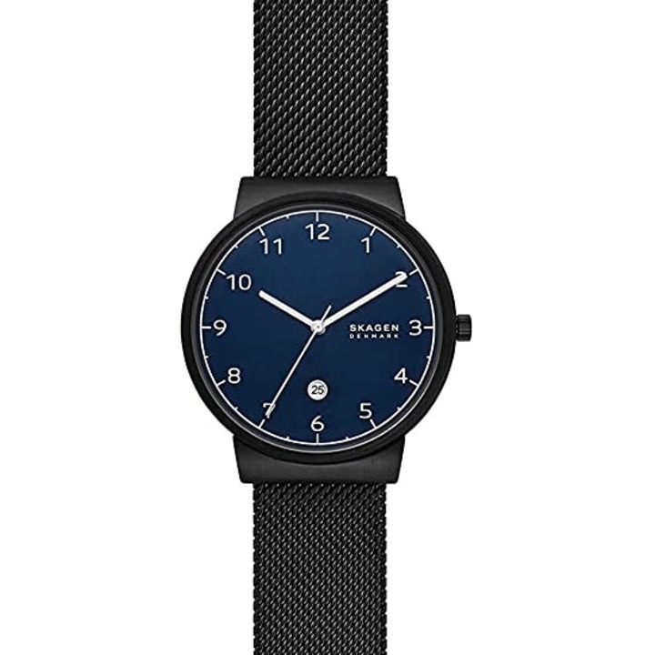 Мъжки часовник Skagen ANCHER SKW6566, 40 мм, неръждаема стомана, сребристо-черна гривна, водоустойчив 3 ATM