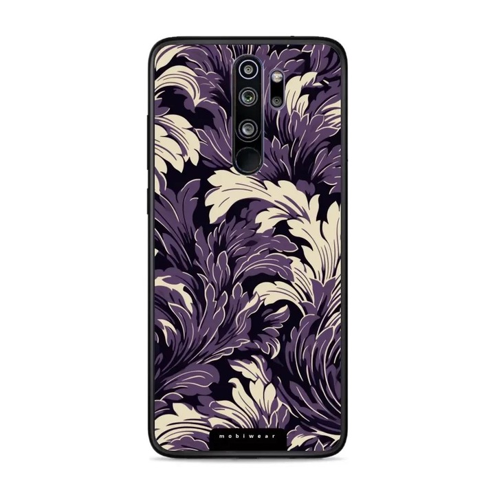 Husa telefon Mobiwear Glossy, pentru Xiaomi Redmi Note 8 Pro, fialove cu flori, rezistenta la socuri si zgarieturi