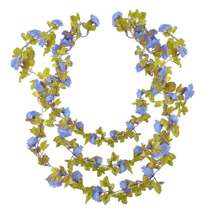 Комплект от 3 изкуствени растения, тип гирлянда, Naimeed D5008, Син, 2м