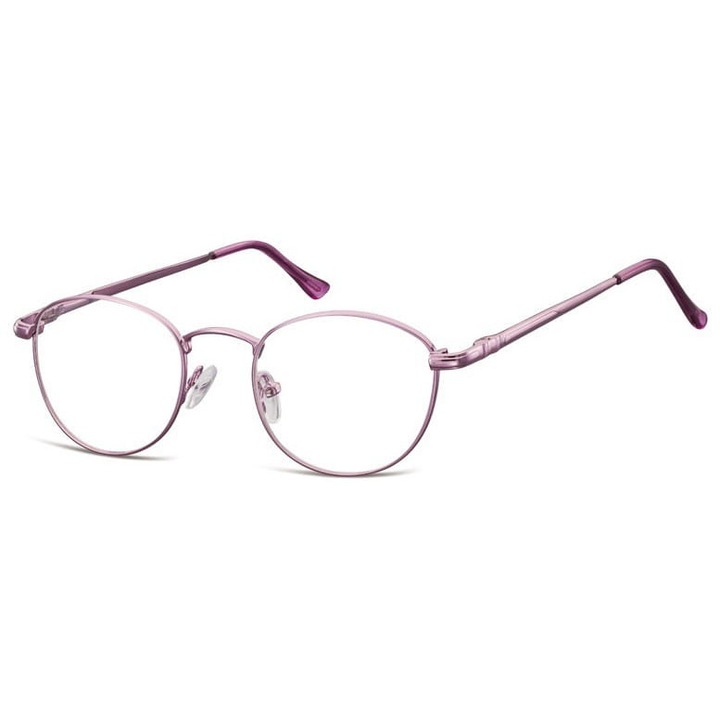 Ochelari de soare unisex Sunoptic, Lenonki retro, violet, dimensiuni 12.2x4.3cm, set cu etui