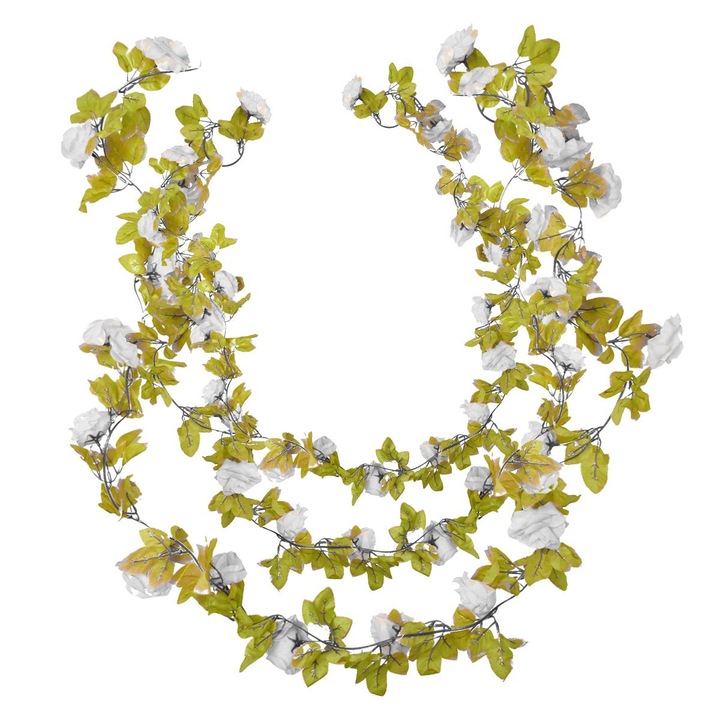 Комплект от 3 изкуствени растения, тип гирлянда, Naimeed D5008, Бяло, 2м