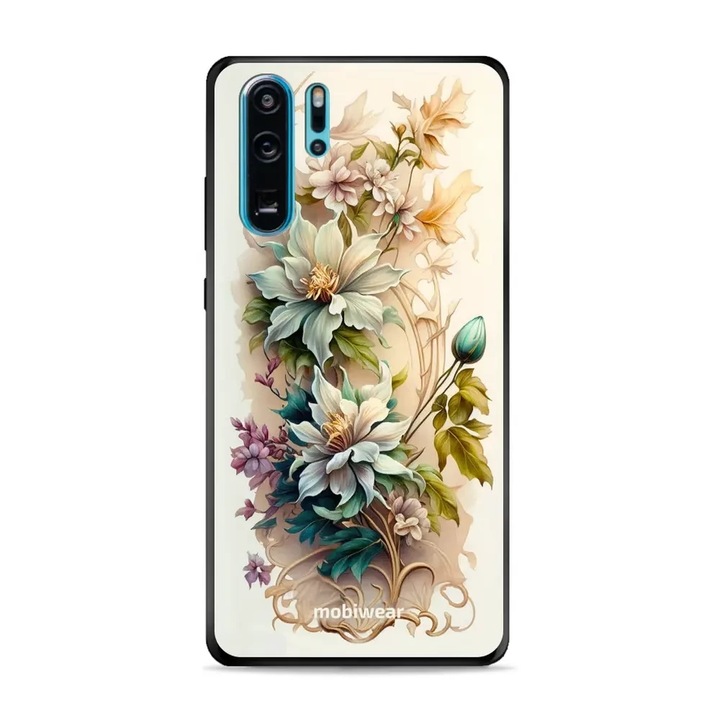 Mobiwear Glossy калъф за Huawei P30 Pro, флорален дизайн, устойчив на удари и надраскване, многоцветен
