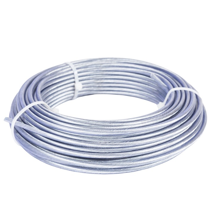 Cablu otel zincat Micul Fermier, plastifiat, diametru 3-4.5mm, lungime 25m