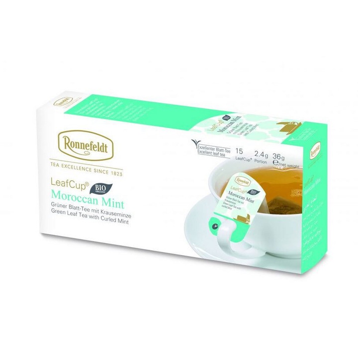 Ceai Ronnefeldt Moroccan Mint, 15 pliculete, verde, cu menta marocana