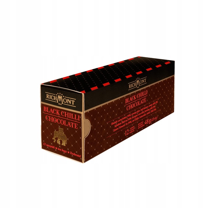 Ceai negru Richmont cu ciocolata si chili, 12 pliculete, 48g