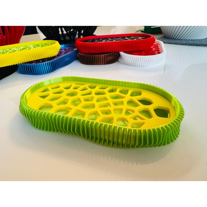 Sapuniera 3D, model Wave, Lime Galben