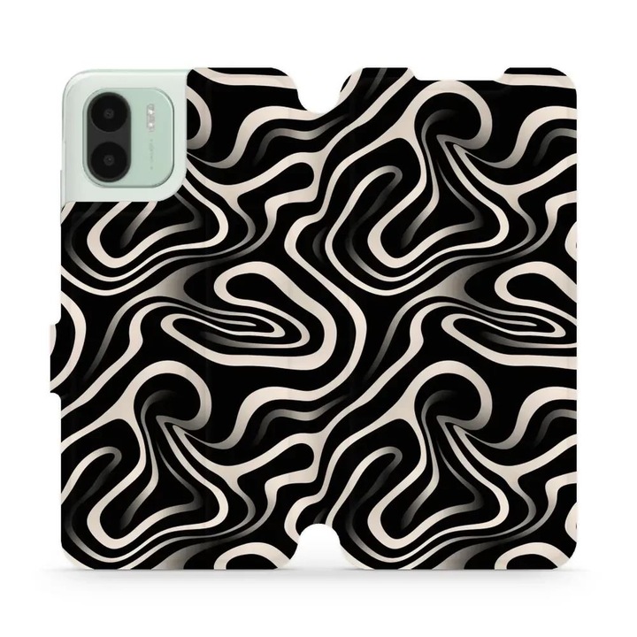 Husa flip Mobiwear pentru Xiaomi Redmi A2, design multicolor, rezistent la socuri si zgarieturi