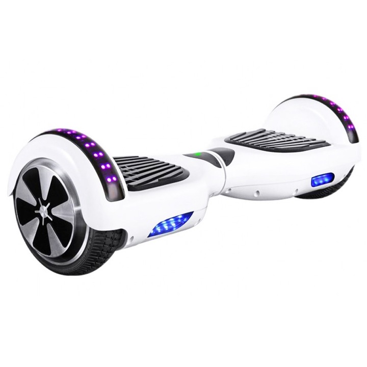 Електрически самобалансиращ скутер Ховърборд Hoverboard SMART SELF BALANCING WHEEL, Гуми 6.5" с Bluetooth и сак за пренасяне и съхранение, Мощност 2x350, Бял