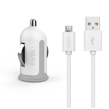 Incarcator auto Cellara 2.4A cu cablu detasabil Micro USB - Alb Incarcator auto Cellara 2.4A cu cablu detasabil Micro USB - Alb