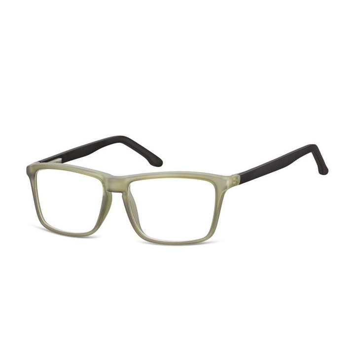 Rame ochelari unisex Sunoptic, stil nerdy/wayfarer, culoare oliwkowe + czarne, dimensiuni 54x16x140mm, set cu etui, sac si servetel.