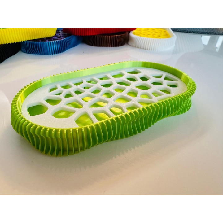 Sapuniera 3D, model Wave, Lime Alb