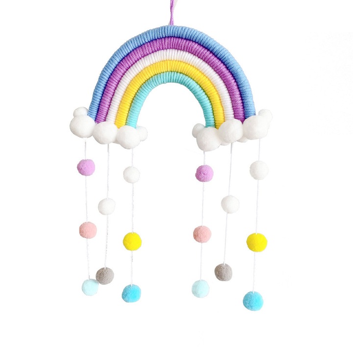 Decoratiune perete curcubeu macrame multicolor 20x15cm
