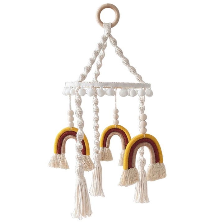 Mobilier pentru patut macrame curcubeu, multicolor, 30x30cm