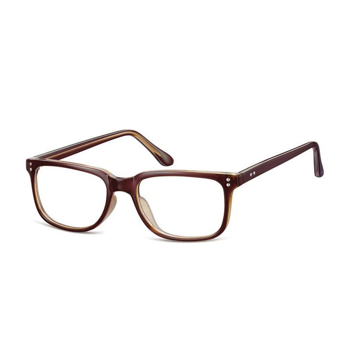 Rame ochelari unisex Sunoptic prostagonale, UV 400, brun-crem, set cu etui, servetel, sac, 53x19x142mm