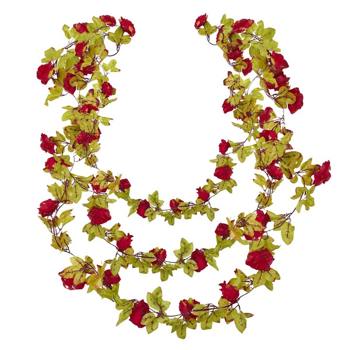 Комплект от 3 изкуствени растения, тип гирлянди, Naimeed D5008, Червени, 2м