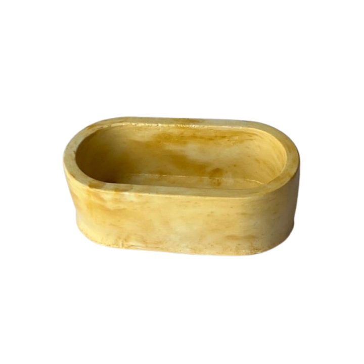 Ghiveci din ciment pentru plante suculente sau pentru decor, culoare galben marmorat