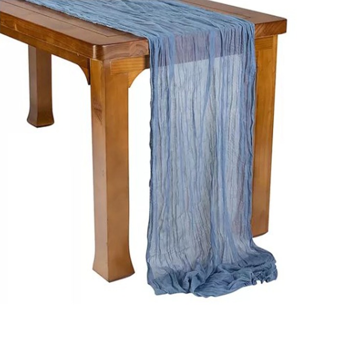 Többfunkciós asztali futó, géz anyag, kék, 30x180cm