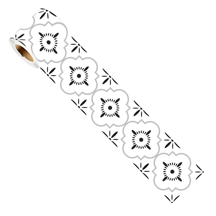 Öntapadós tapéta, fekete és fehér, 240x60cm, vízálló, könnyen vágható és tisztítható