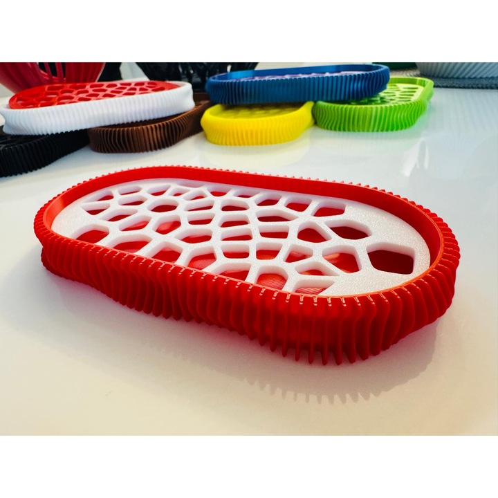 Savoniera 3D, model Wave, Rosu/Alb