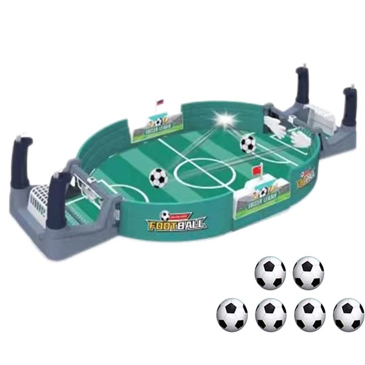 Joc interactiv de fotbal de masa, mini joc de fotbal de masa cu 6 mingi de fotbal, kit de fotbal de masa pentru birou, jucarie de fotbal cu prastie, jocuri de masa de fotbal pentru 3+ copii si adulti