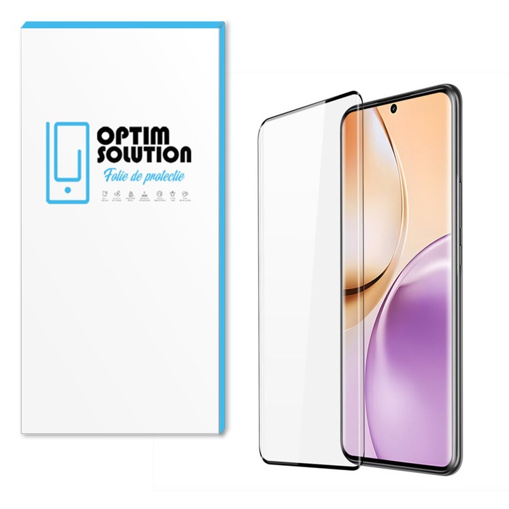 5D edzett üvegfólia Realme 14 Pro-hoz, OPTIM MEGOLDÁS, ívelt képernyő, 9 órás robbanásmentes teljes védelem, éltől szélig terjedő burkolat, HD tisztaság, ultra OPTCore védelem, fejlett érintésérzékenység, oleofób, átlátszó