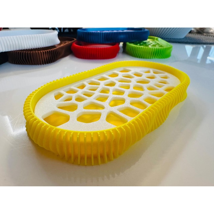 Savoniera 3D, model Wave, Galben/Alb