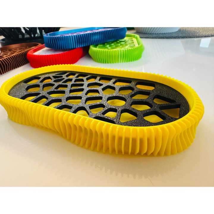 Sapuniera 3D, model Wave, Galben Negru