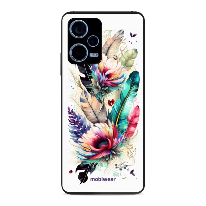 Carcasa Mobiwear Glossy pentru Xiaomi Redmi Note 12 Pro+ 5G, design floral, rezistenta la socuri si zgarieturi, multicolor