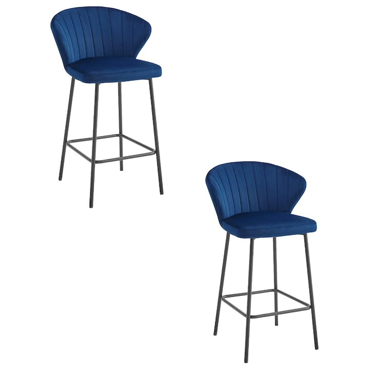 Комплект 2 стола GATTA, гранат, 90.5x43.5x36.5cm, с черни крака, материал кадифе