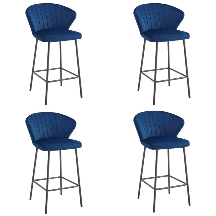 Set 4 scaune GATTA, granat, 90,5x43,5x36,5cm, otel