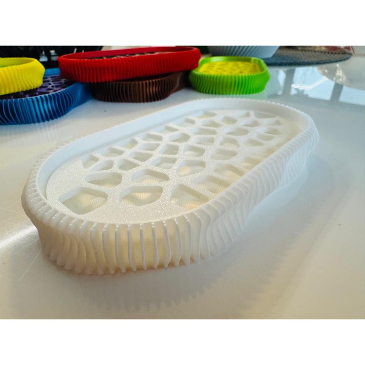 Sapuniera 3D, model Wave, Alb