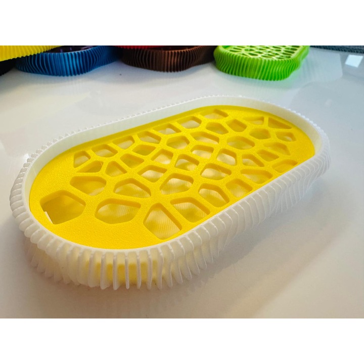 Sapuniera 3D, model Wave, Alb Galben