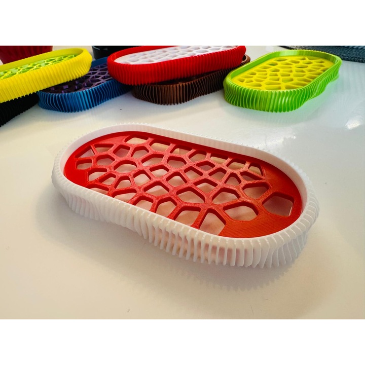 Savoniera 3D, model Wave, Alb/Rosu