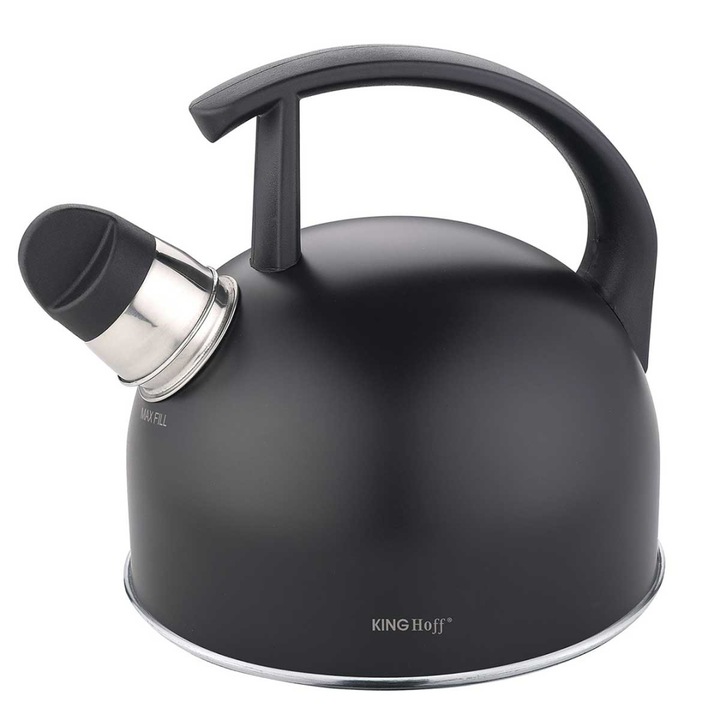 Ibric KINGHoff, 1.5L, mat, negru, cu functie de alarma