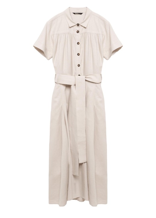 Rochie dama Big Star, stil camasa, maneca scurta, in/viscoza, bej