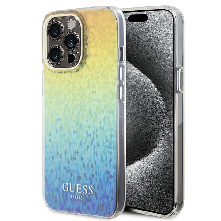 Калъф Guess IML Faceted Mirror Disco Iridescent за iPhone 15 Pro Max, Многоцветен, TPU