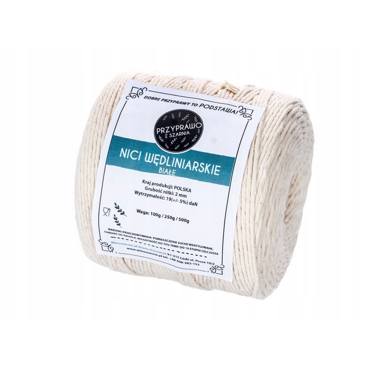 Pamut madzag húskötéshez, borászatba, fehér, 500g