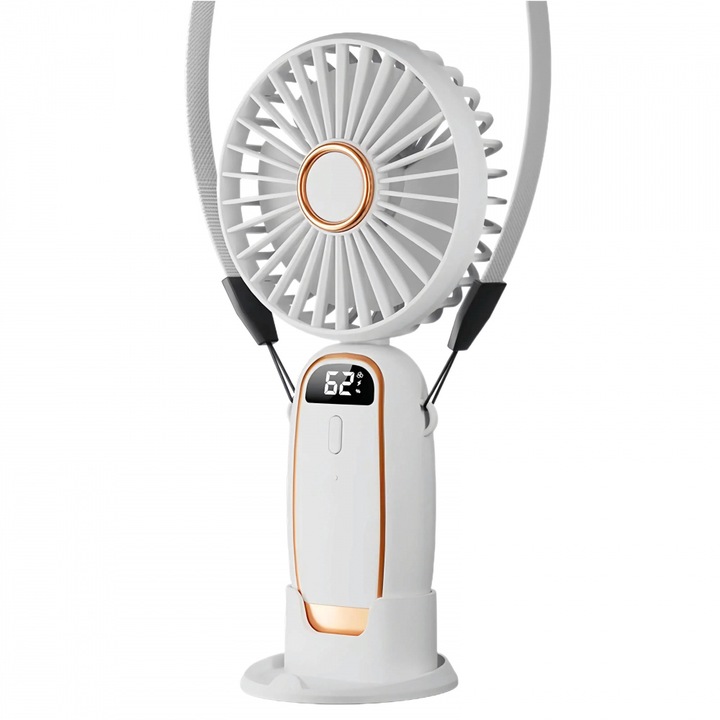 Ventilator portabil AONYIYI, 5 viteze, alb, design pliabil, acumulator 2000mAh