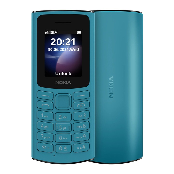 Мобилен телефон, 4G, Nokia, големи клавиши, аварийна аларма, 105 2021