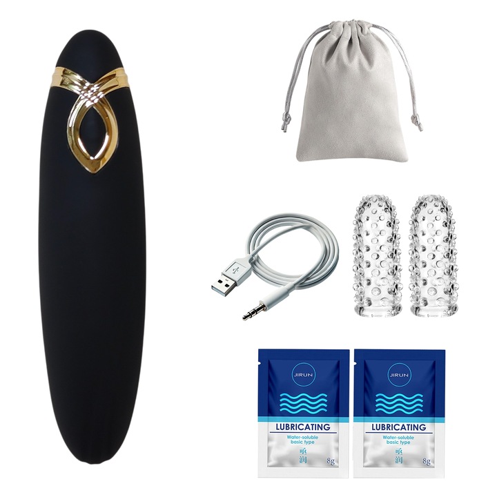 Вибратор Marzara®, 2в1, За жени, Стимулация на клитора, Подходящ за двойки, 9 режима на вибрация, Водоустойчив, Черен