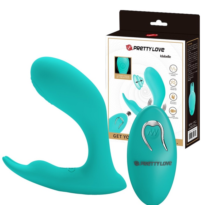 Vibrator Control la Distanta - Idabelle - Pretty Love, 2 Motoare Puternice, Verde, 9, 2x10, 1 cm